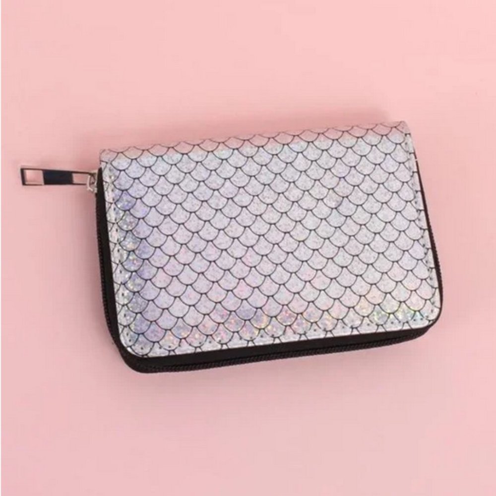 NEW silver mermaid small zipper wallet